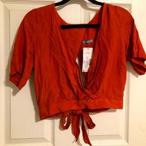 New Rust brown colored crop top Ties in the back